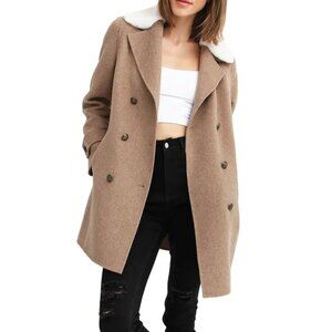 Belle & Bloom Liberty Sherpa Collar Wool Blend Coat in Oat